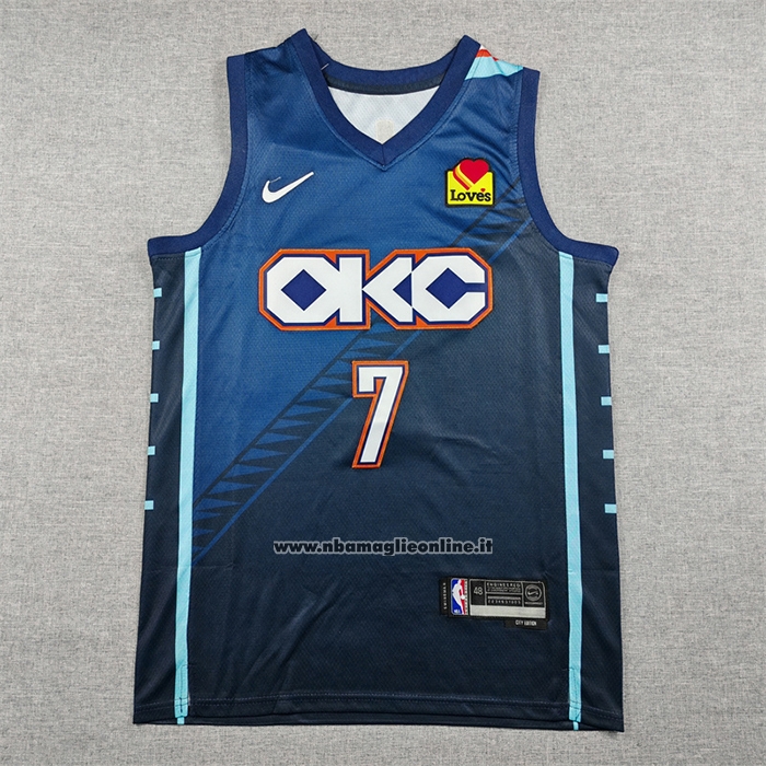 Maglia Oklahoma City Thunder Chet Holmgren No 7 Citta 2025-26 Blu